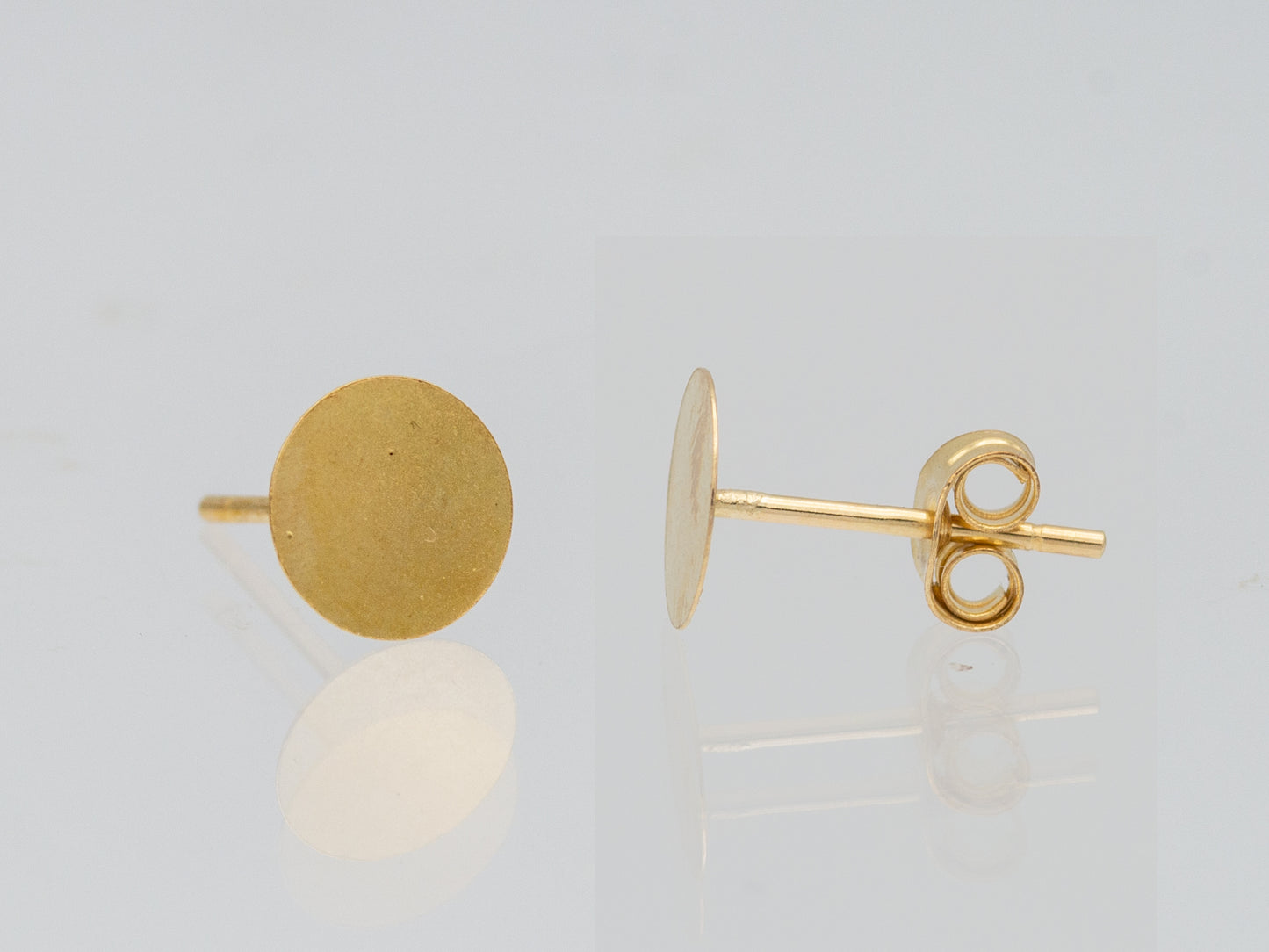 14k solid gold Disc Circle stud earring