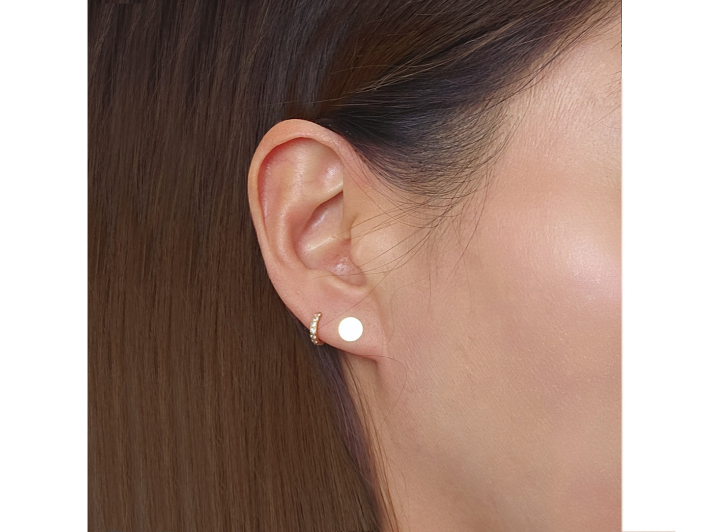 14k solid gold Disc Circle stud earring