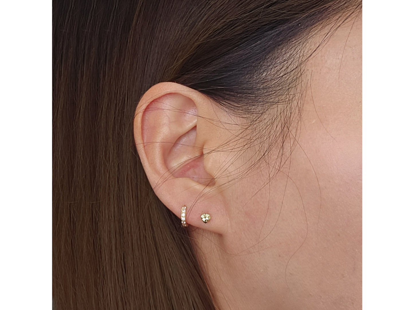 14k solid gold Diamond-Cut Heart earring