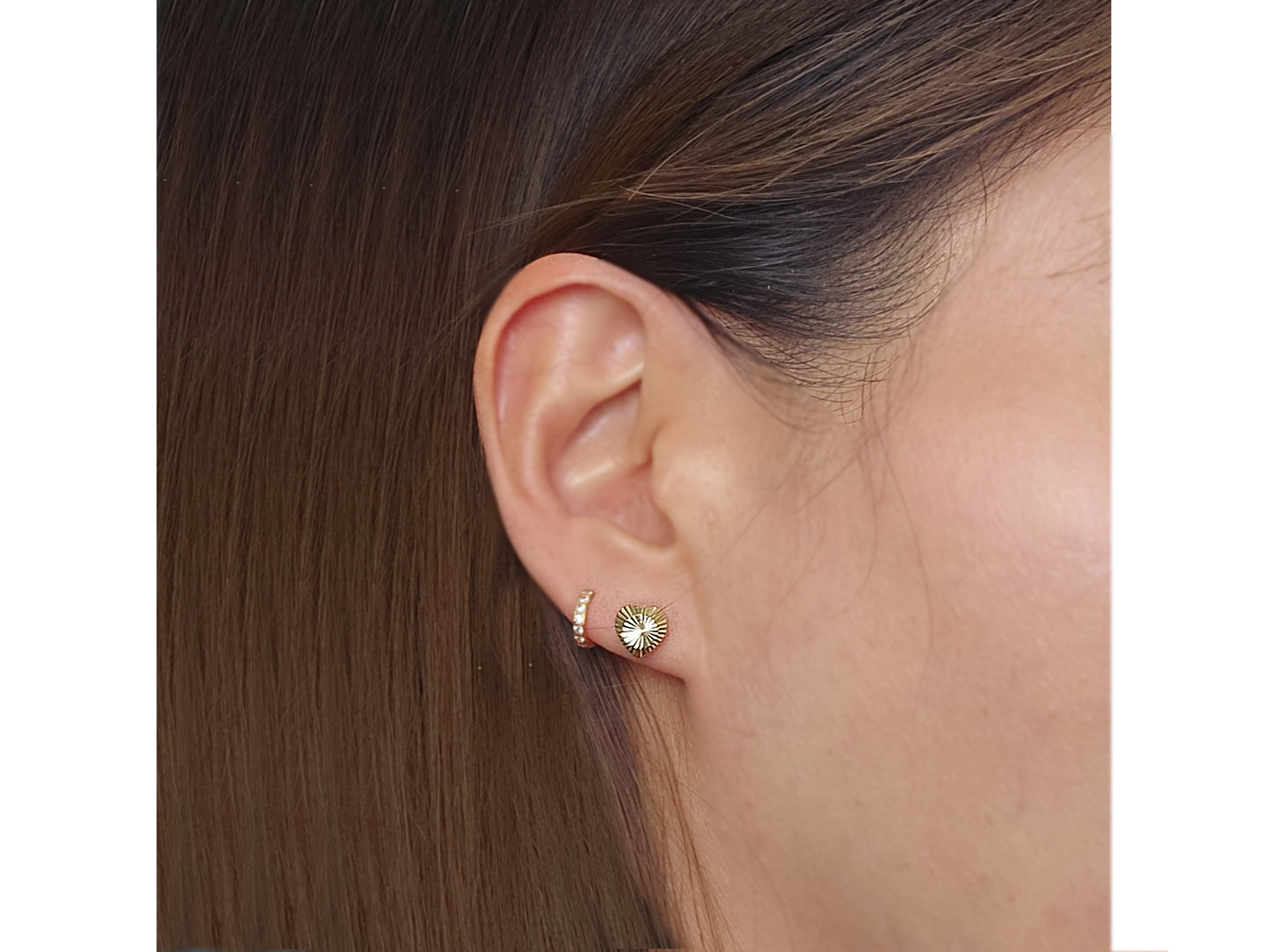 14k solid gold Diamond-Cut Heart earring