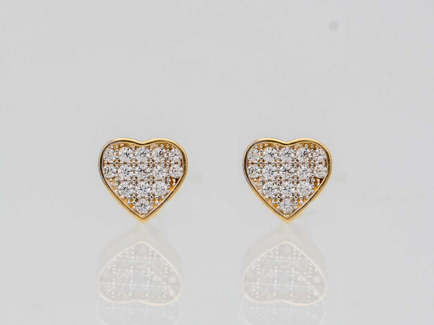 14k solid gold Pave Heart CZ Stud earring