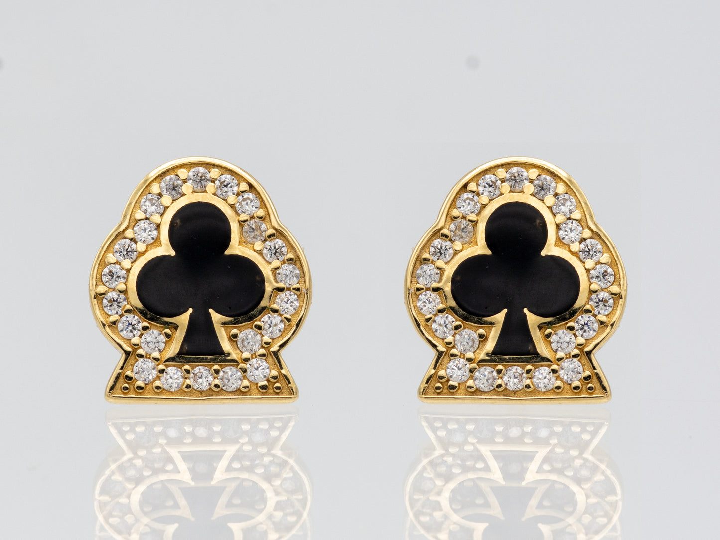 14k solid gold Poker Card Player  - Spade Club Heart - Stud Earring