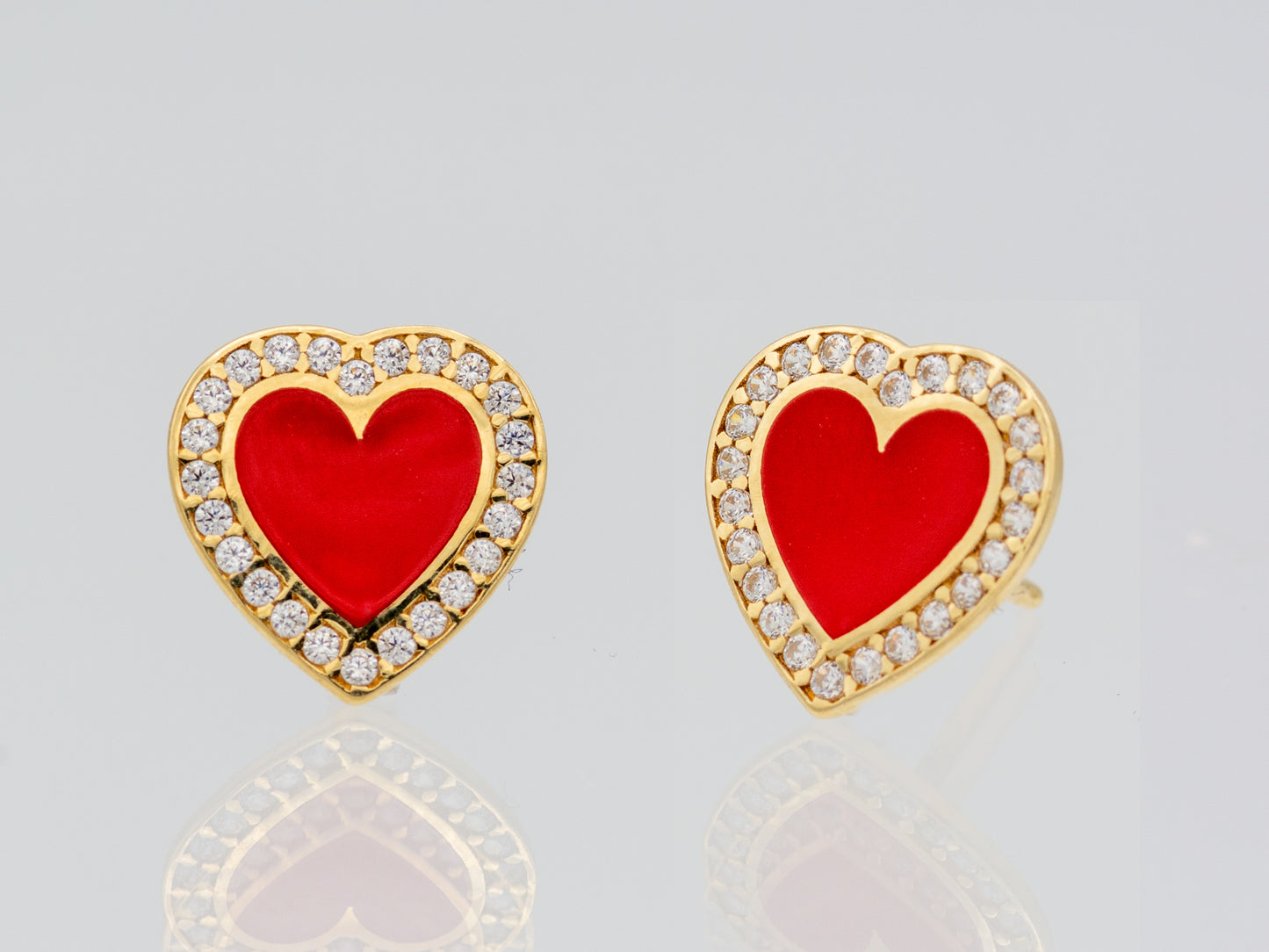14k solid gold Poker Card Player  - Spade Club Heart - Stud Earring
