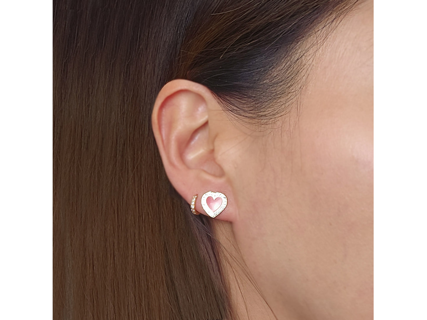14k solid gold Poker Card Player  - Spade Club Heart - Stud Earring