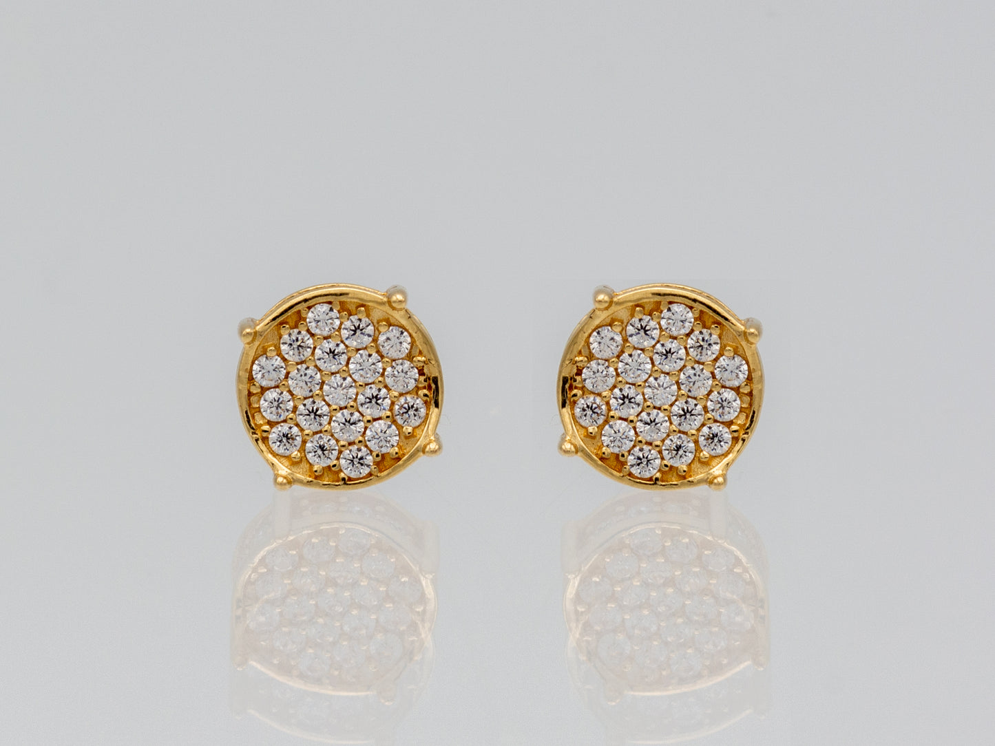 14k solid gold Micro Pave Round Simulated Diamond Stud Unisex earring