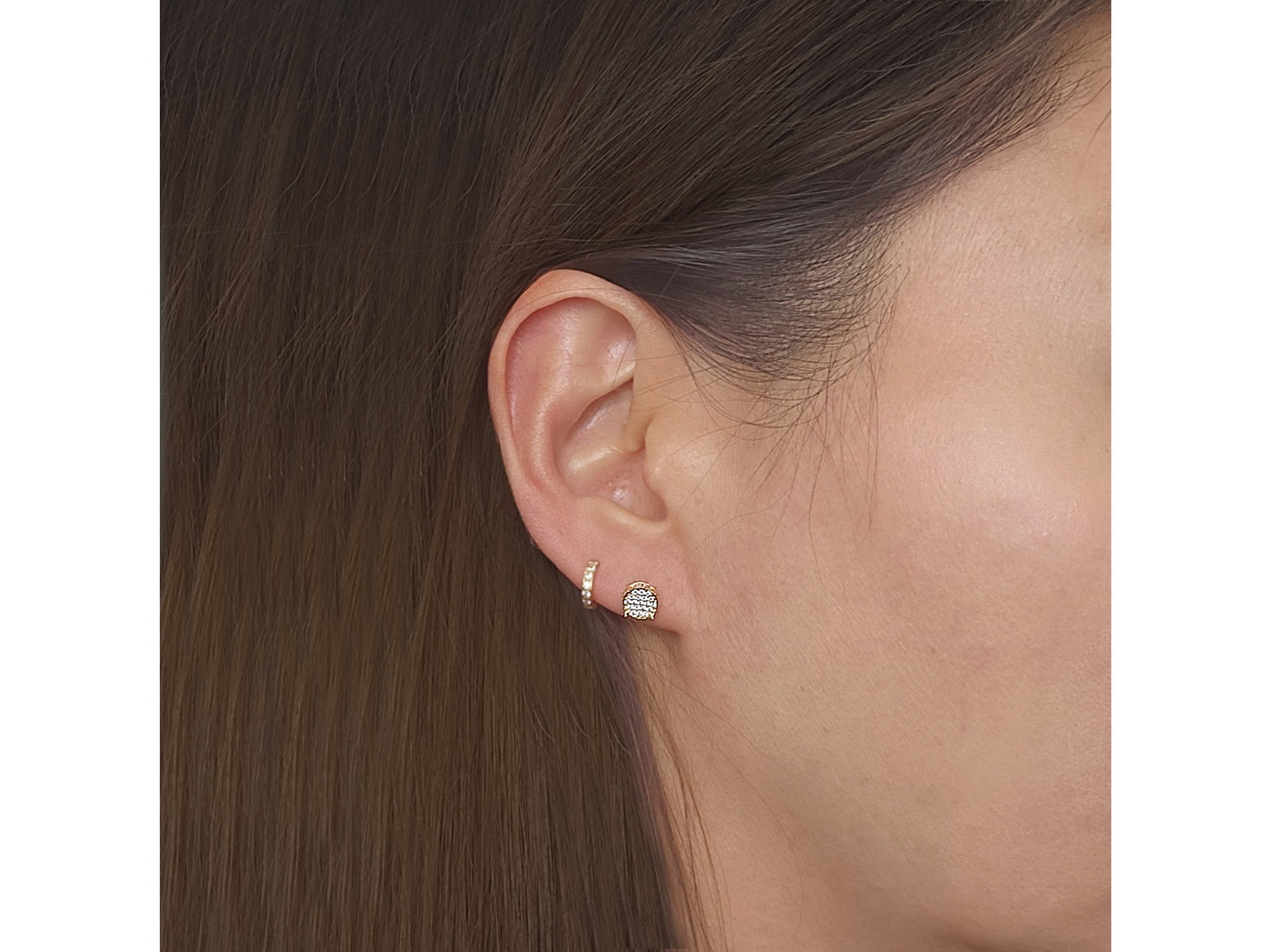 14k solid gold Micro Pave Round Simulated Diamond Stud Unisex earring