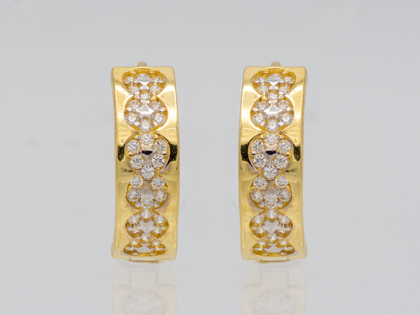 14k solid gold Simulated diamond lined Accent Huggies Earring