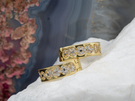 14k solid gold Simulated diamond lined Accent Huggies Earring