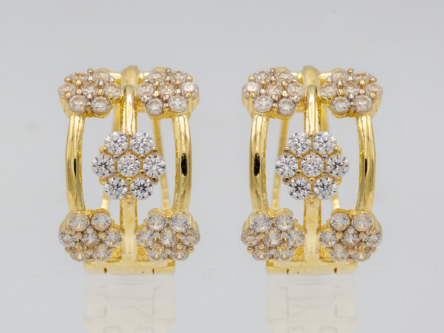14k solid gold Flower Cluster Huggies Earring