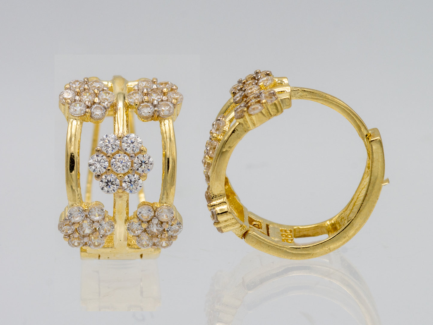 14k solid gold Flower Cluster Huggies Earring