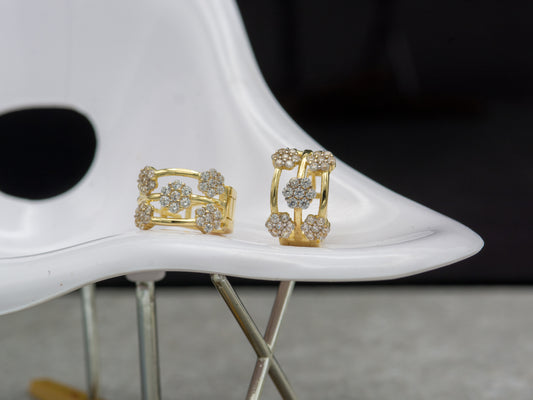 14k solid gold Flower Cluster Huggies Earring