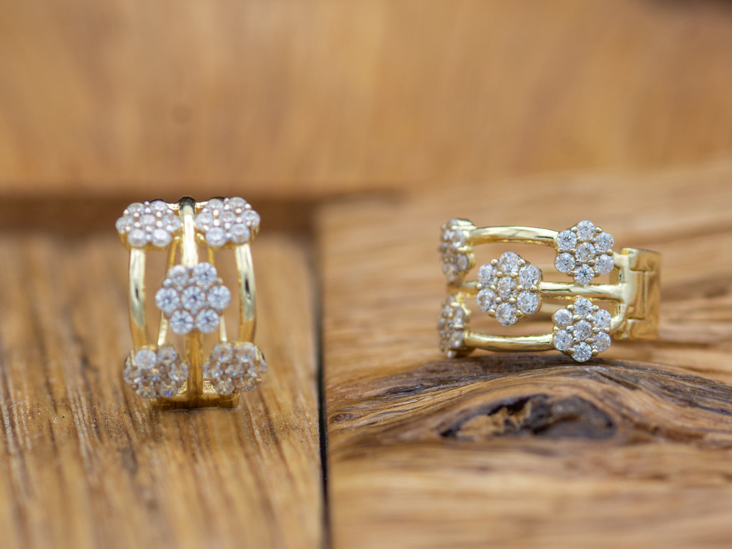 14k solid gold Flower Cluster Huggies Earring