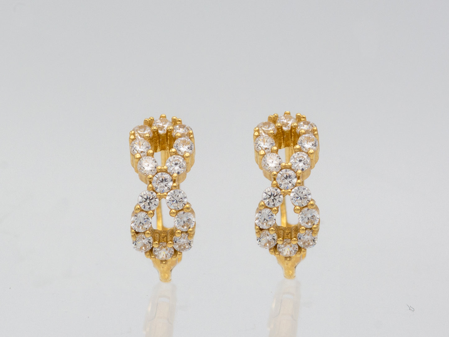 14k solid gold Infinity simulated Diamond Cluster Huggies Earring