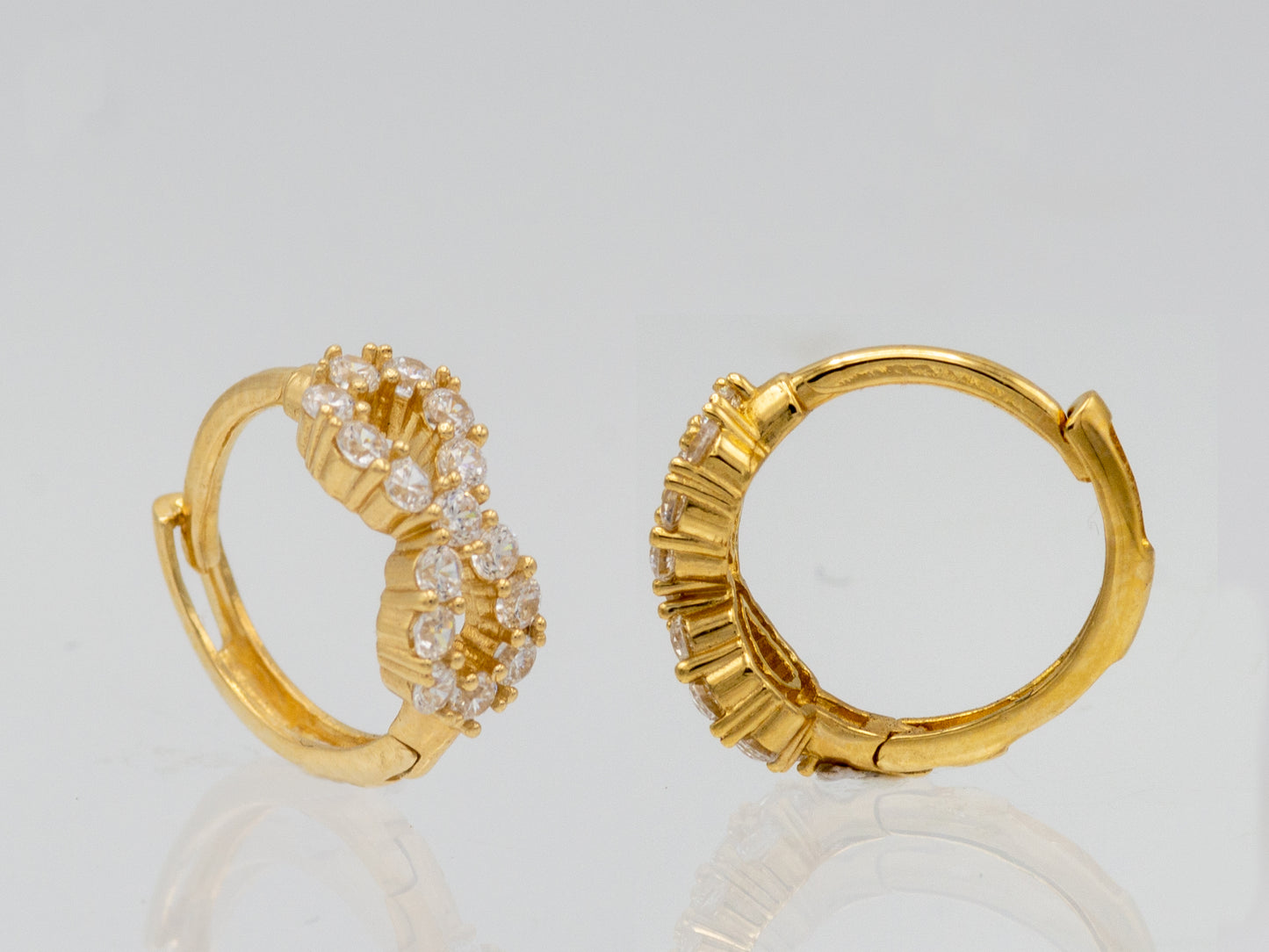 14k solid gold Infinity simulated Diamond Cluster Huggies Earring