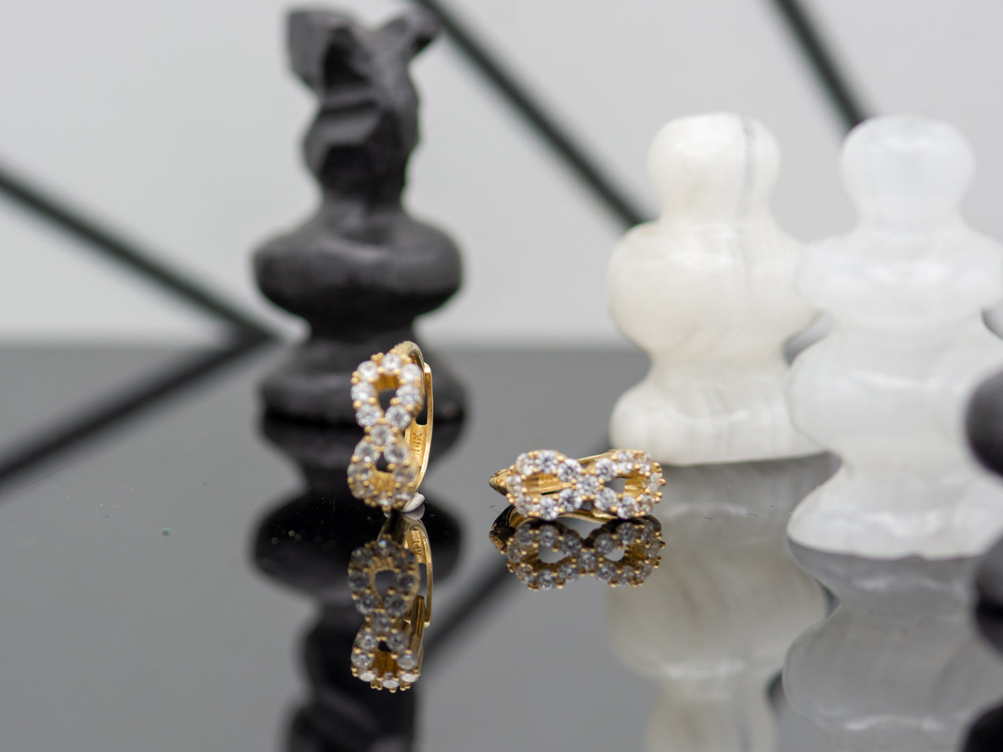 14k solid gold Infinity simulated Diamond Cluster Huggies Earring