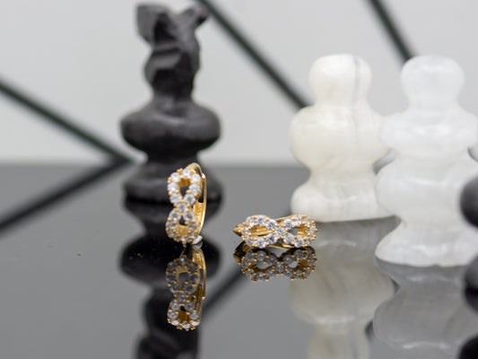 14k solid gold Infinity simulated Diamond Cluster Huggies Earring