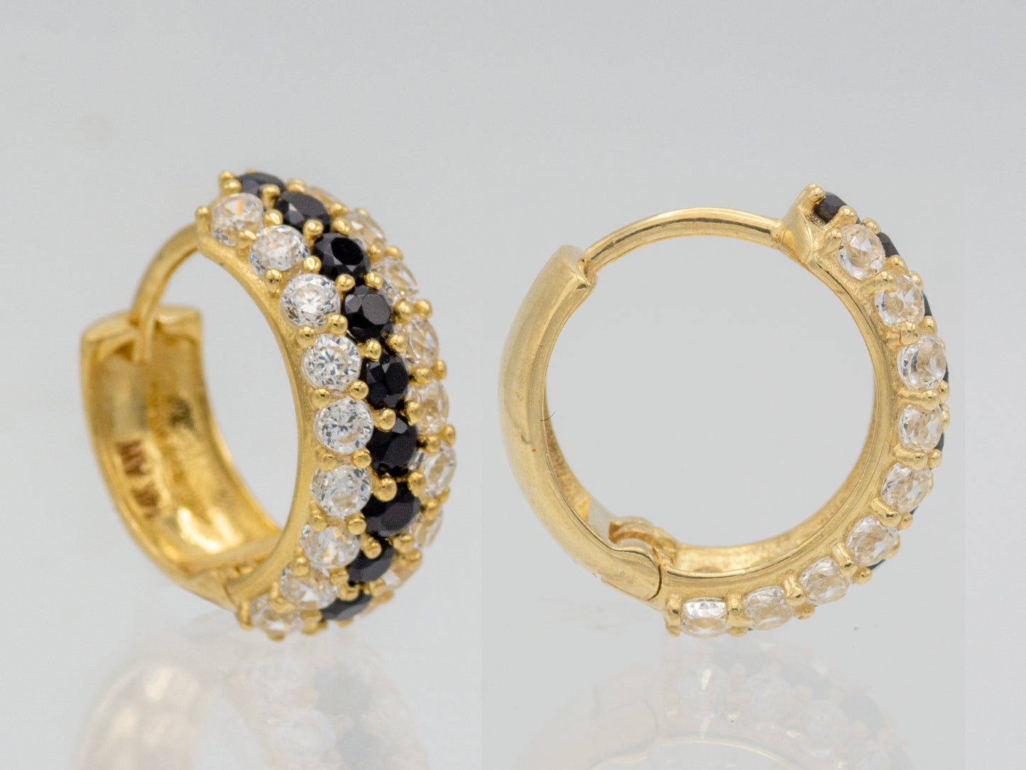 14k solid gold Timeless Sparkling Huggies Hoop earring