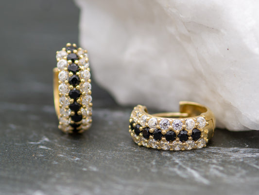 14k solid gold Timeless Sparkling Huggies Hoop earring