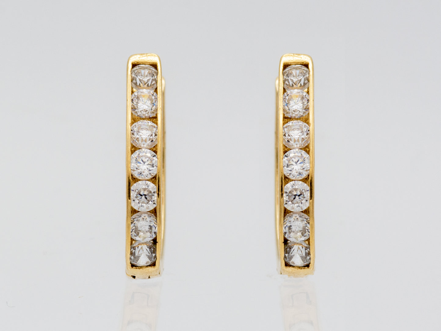 14k solid gold U Shaped simulated Diamond Huggies earring