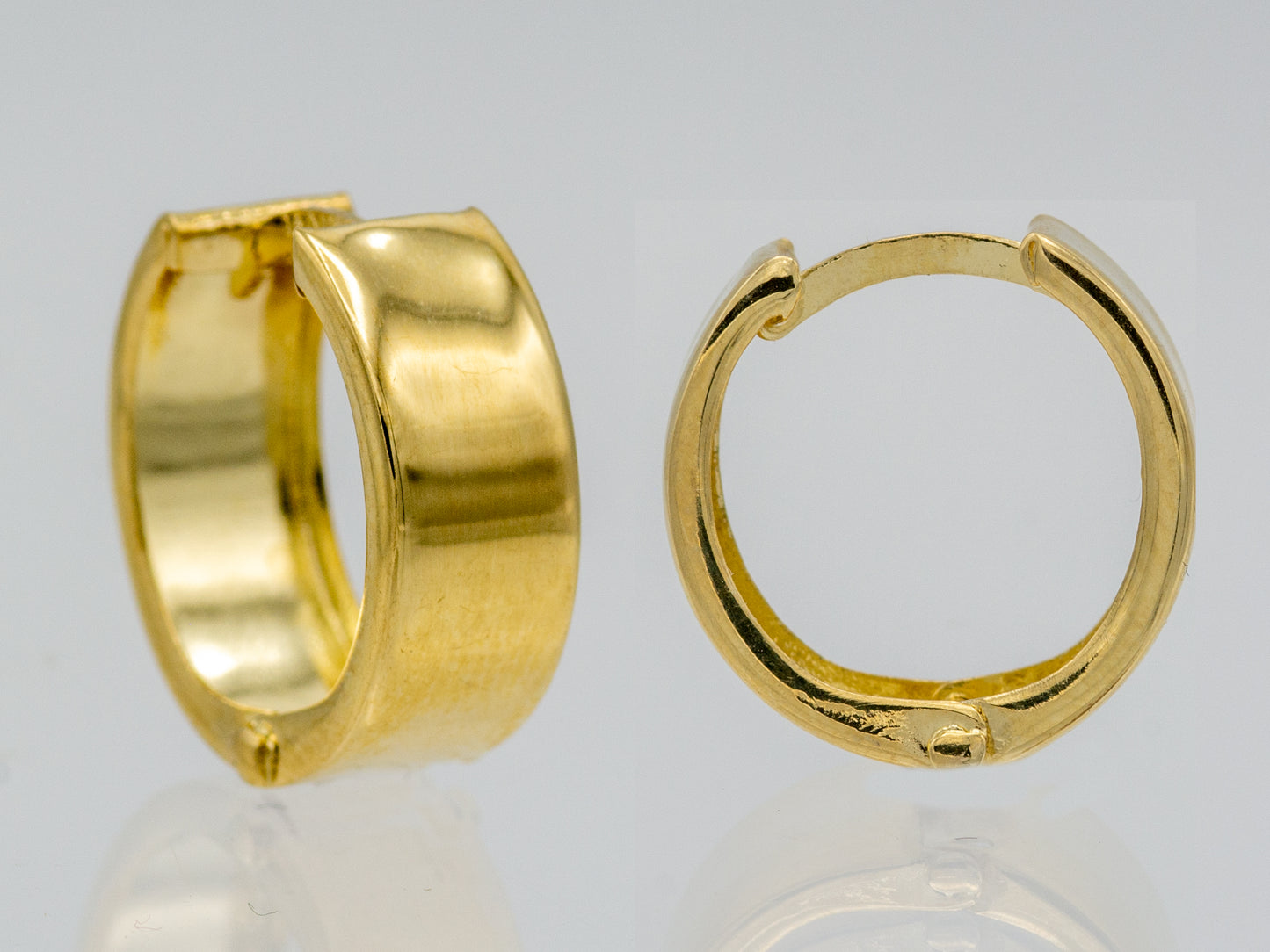 14k solid gold Rounded Wide Hinged Huggies Earring