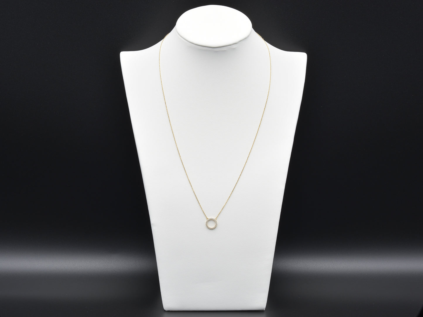 14K Solid Yellow Gold or WHITE HALO/ Circle Necklace