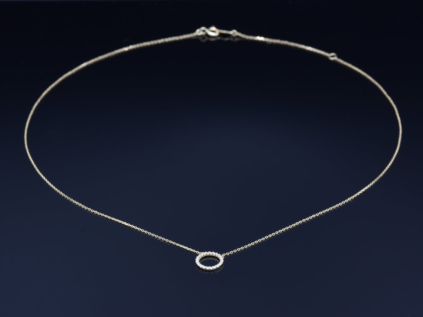 14K Solid Yellow Gold or WHITE HALO/ Circle Necklace
