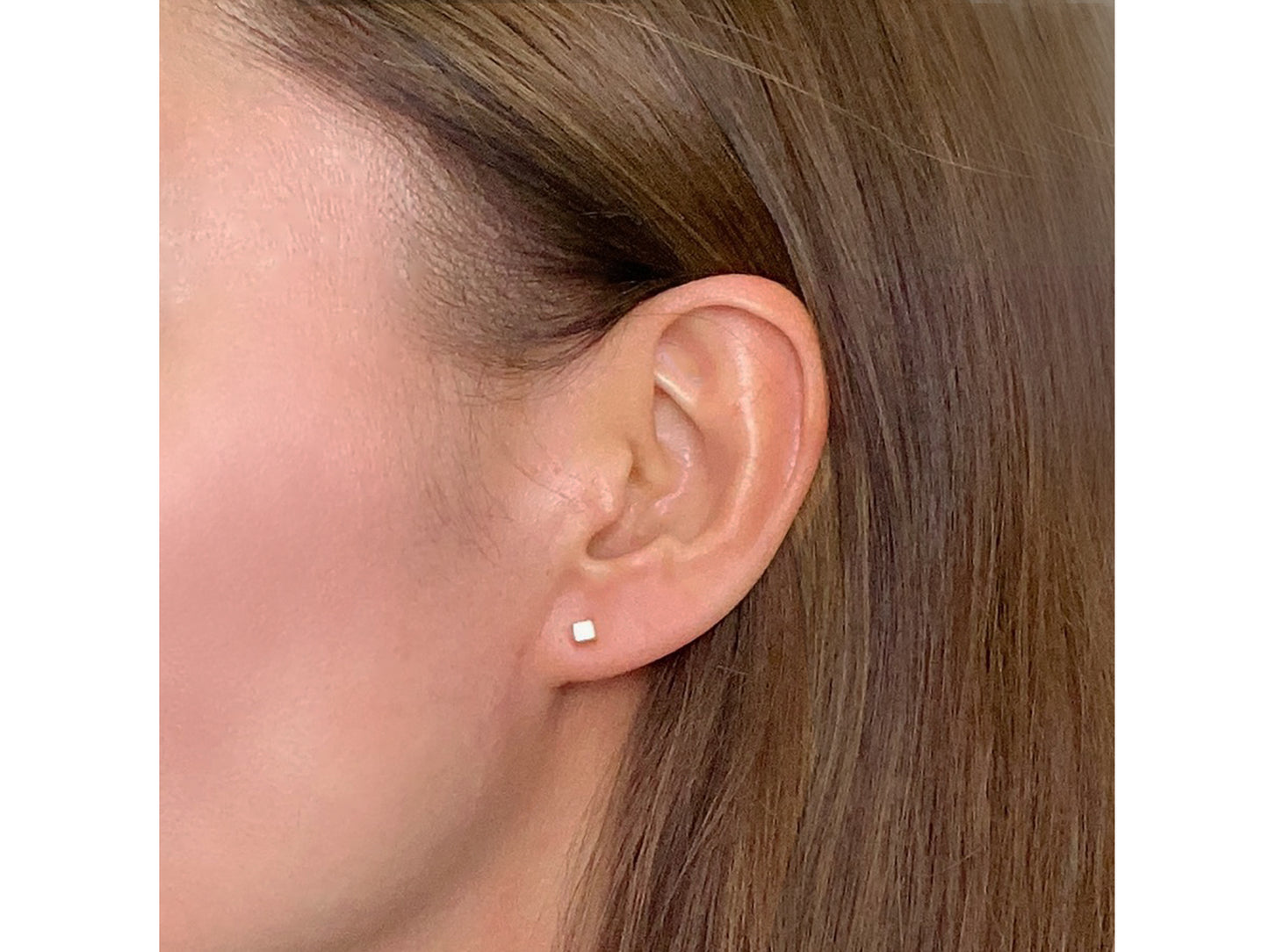 14K Tiny Solid Gold Cube Geometric Earring set