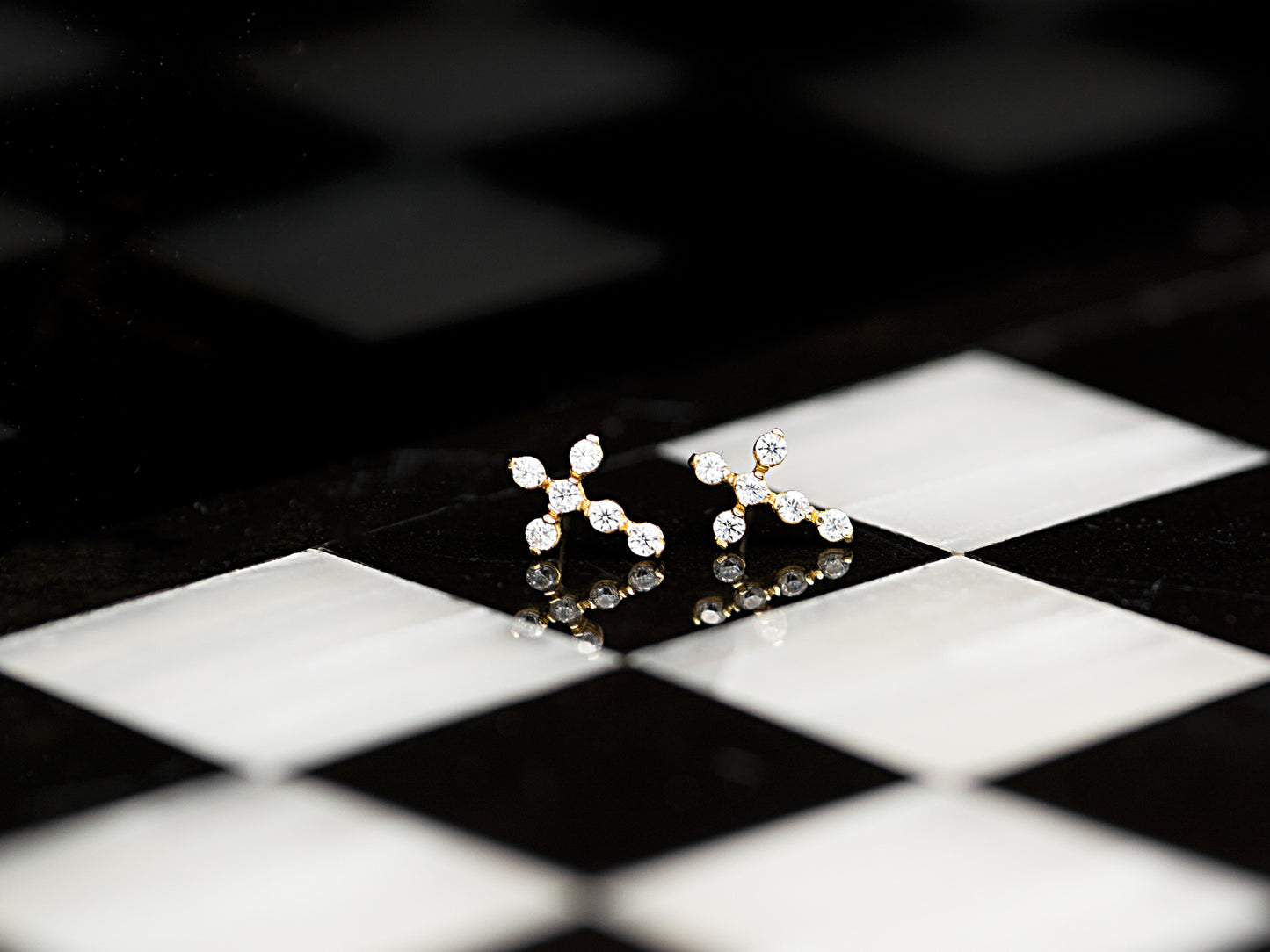 14K solid gold cross stud earring