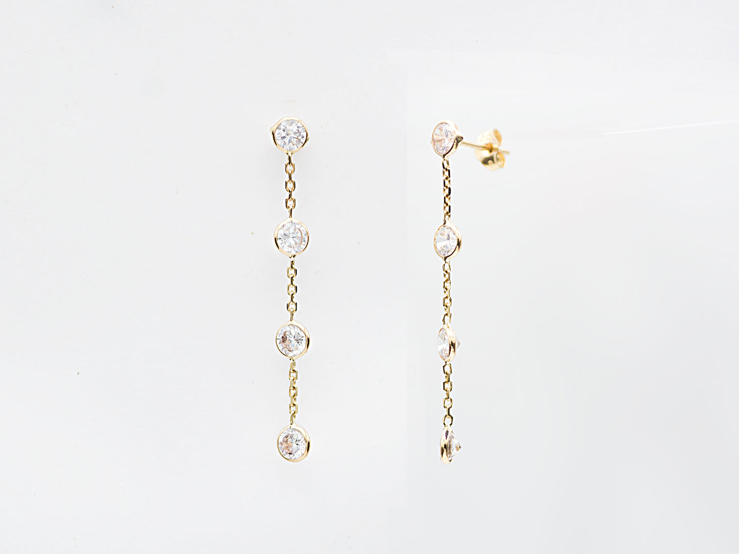 14K solid gold Drop earring with Chain