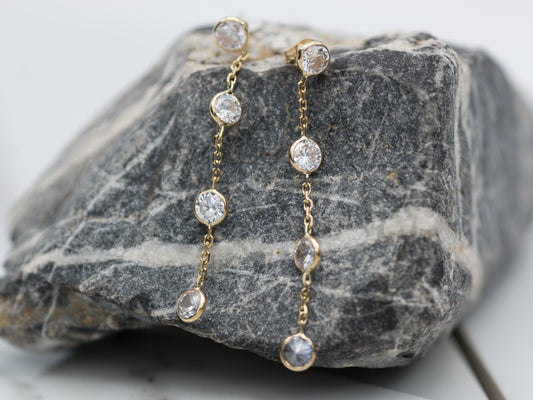 14K solid gold Drop earring with Chain