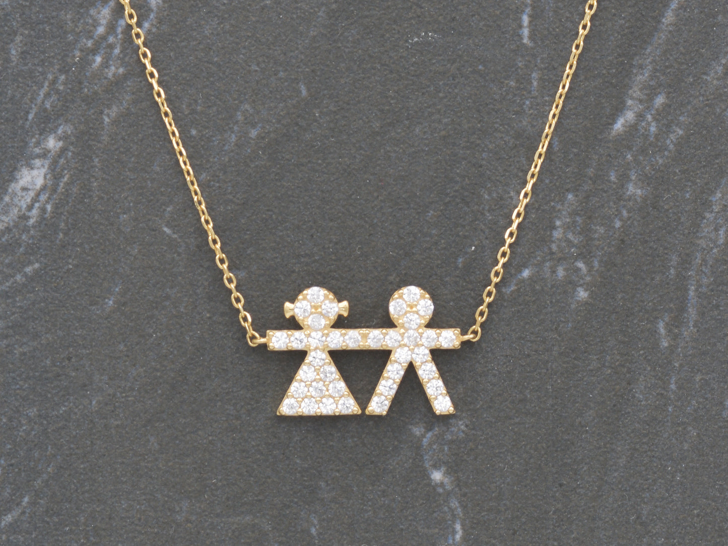 14k Solid Gold Charms, Boy Girl charm necklace