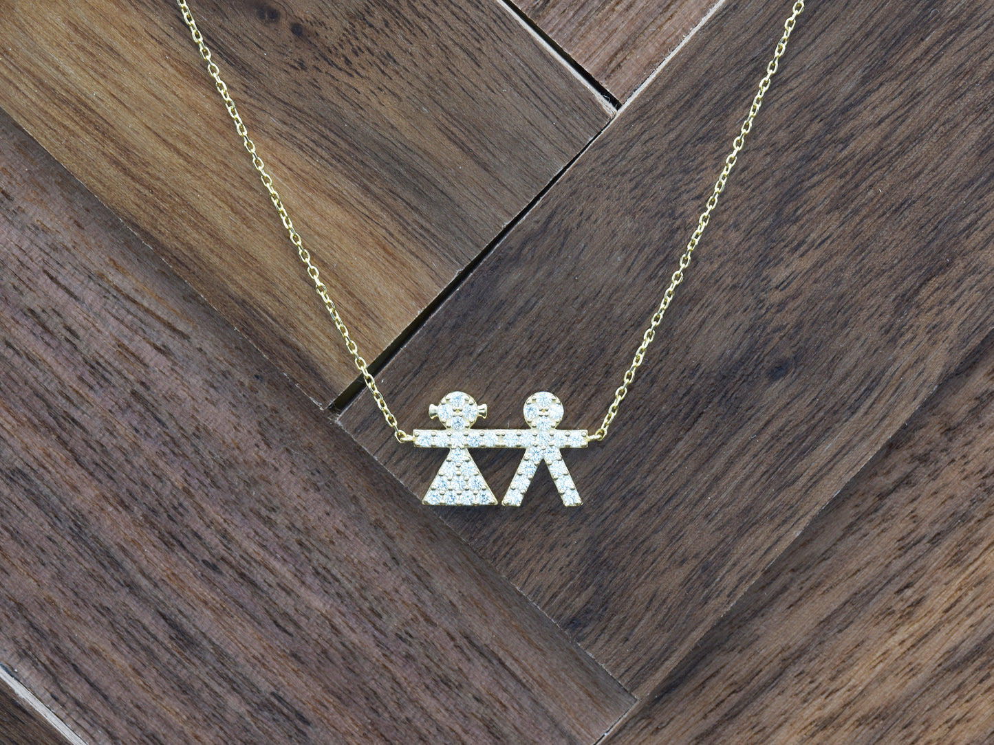 14k Solid Gold Charms, Boy Girl charm necklace