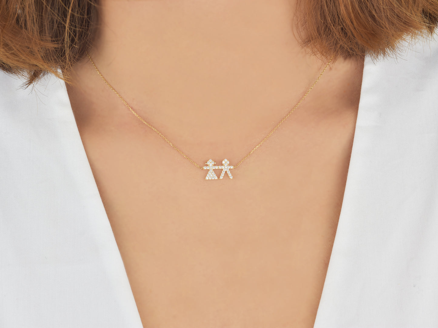 14k Solid Gold Charms, Boy Girl charm necklace