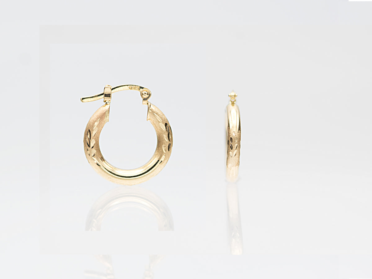 14k Yellow real solid Gold Round Hollow Hoop Earrings