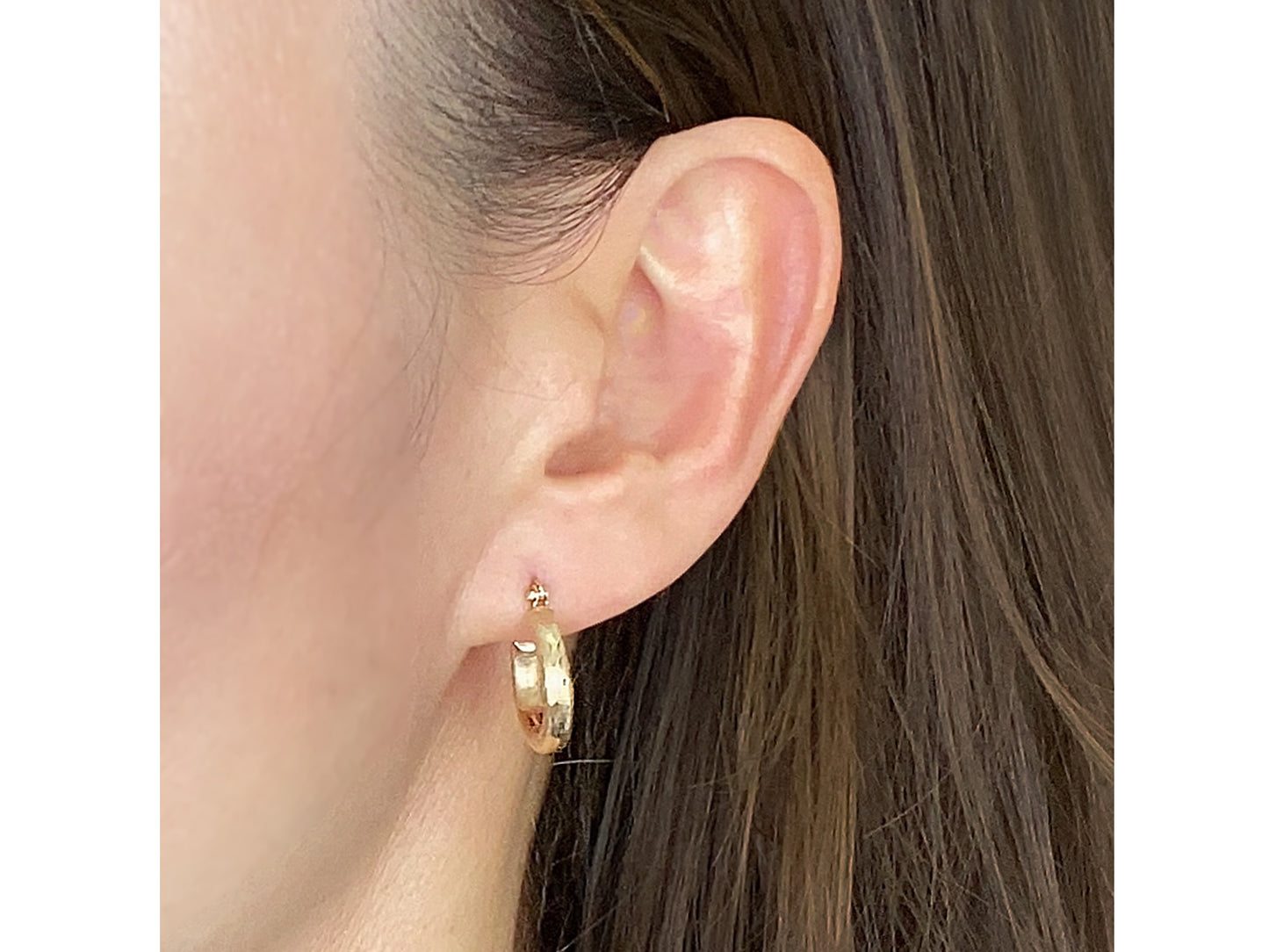 14k Yellow real solid Gold Round Hollow Hoop Earrings