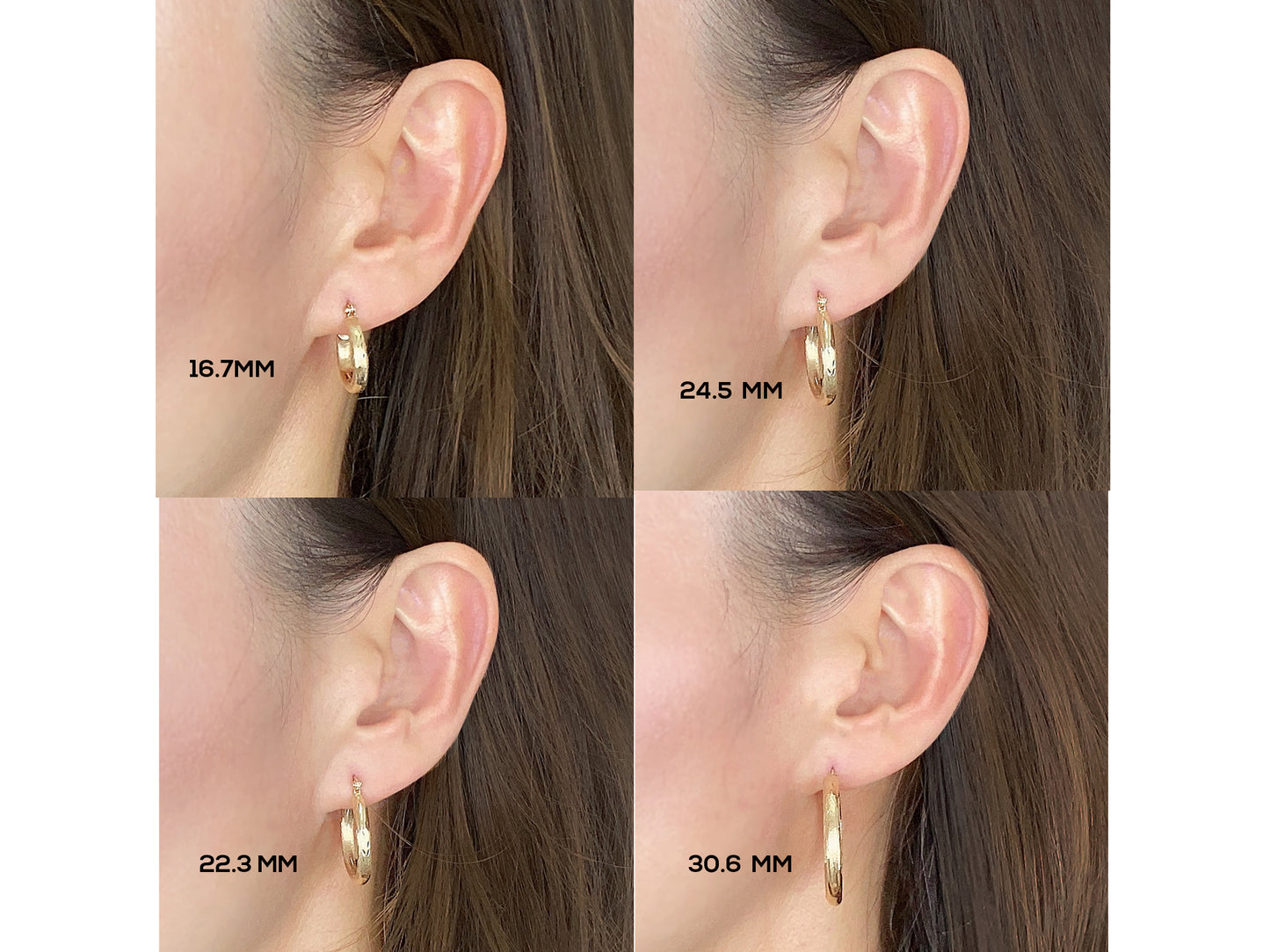 14k Yellow real solid Gold Round Hollow Hoop Earrings