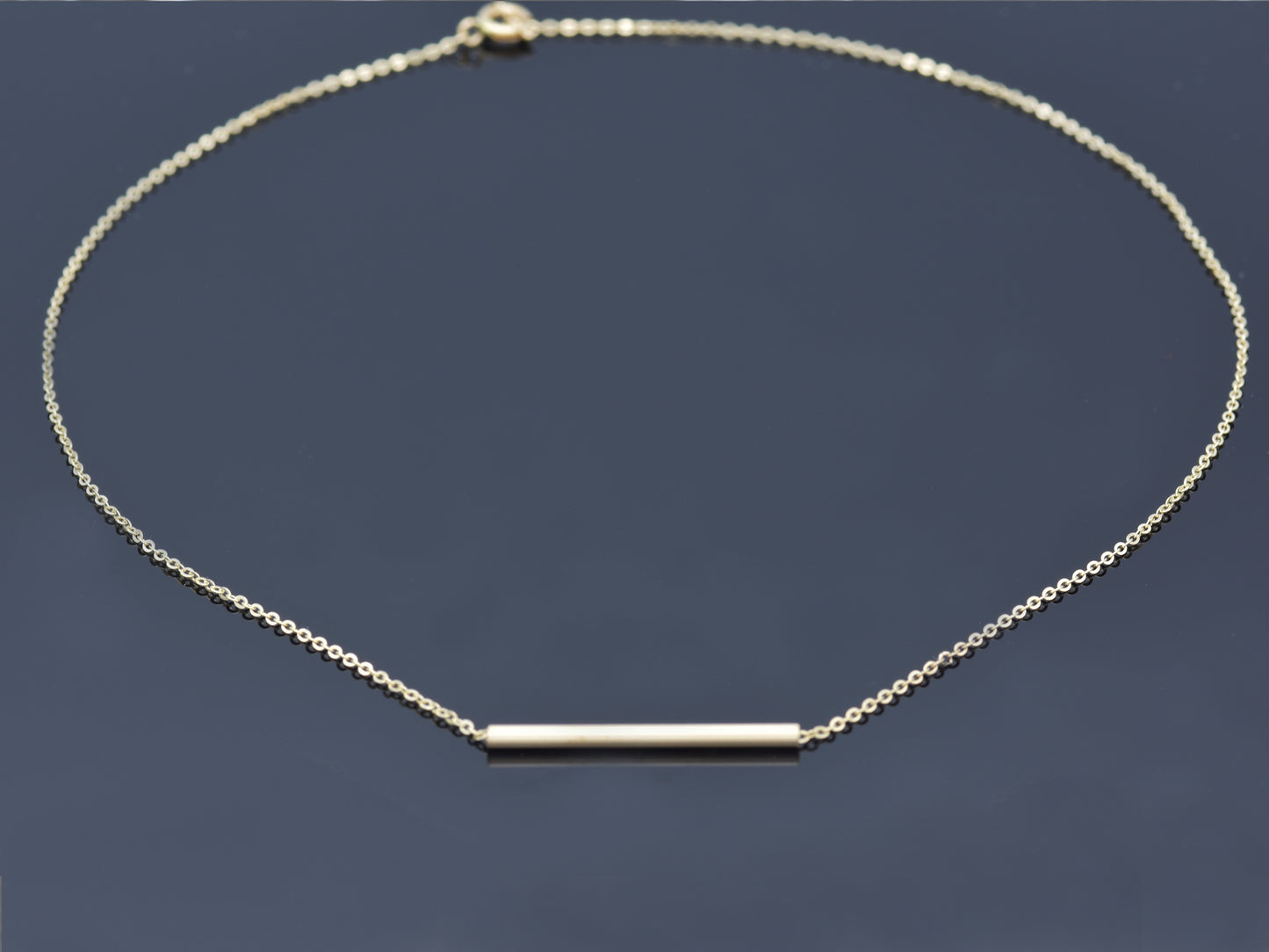 14k Gold Bar/ tube necklace Minimalist Necklace
