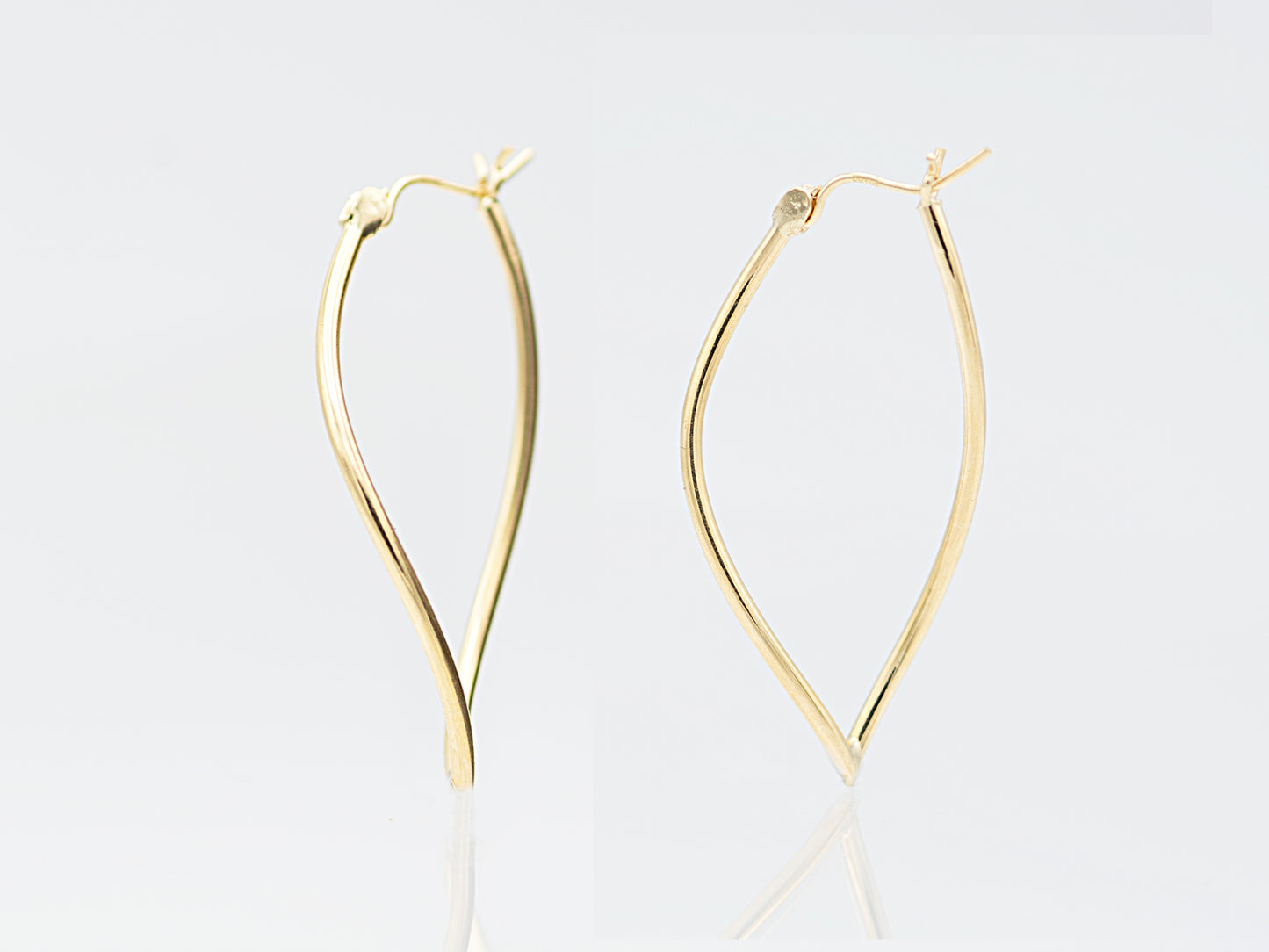 14K Yellow Solid real Gold Twisted Oval Hoop Earrings