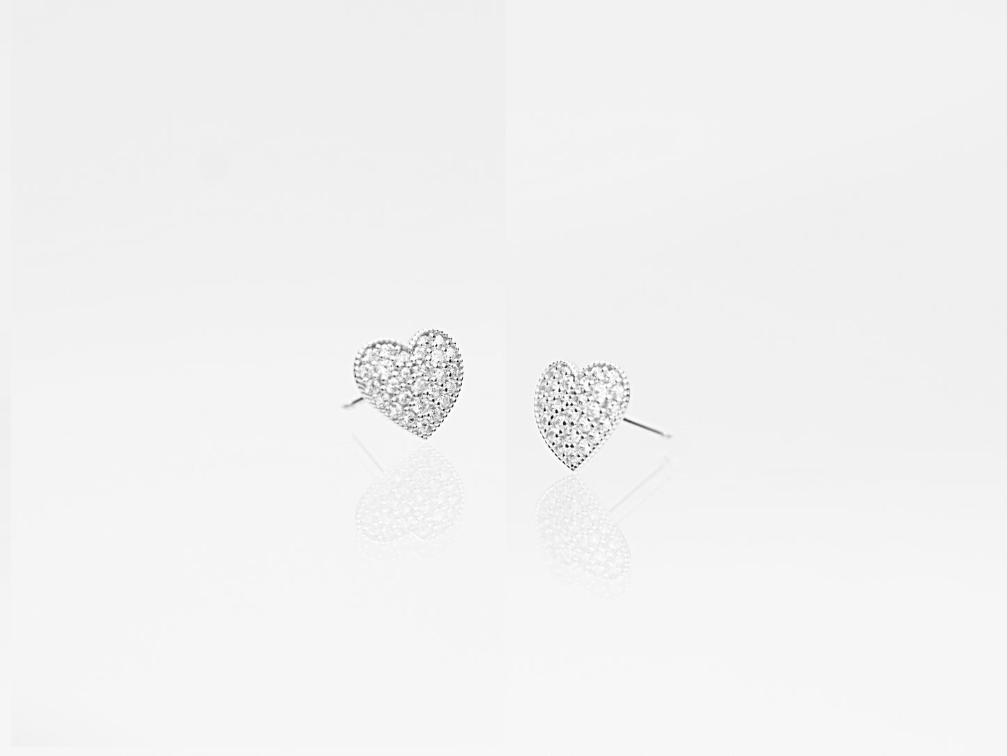 14K Solid Yellow/ white Gold Heart Shape Stud