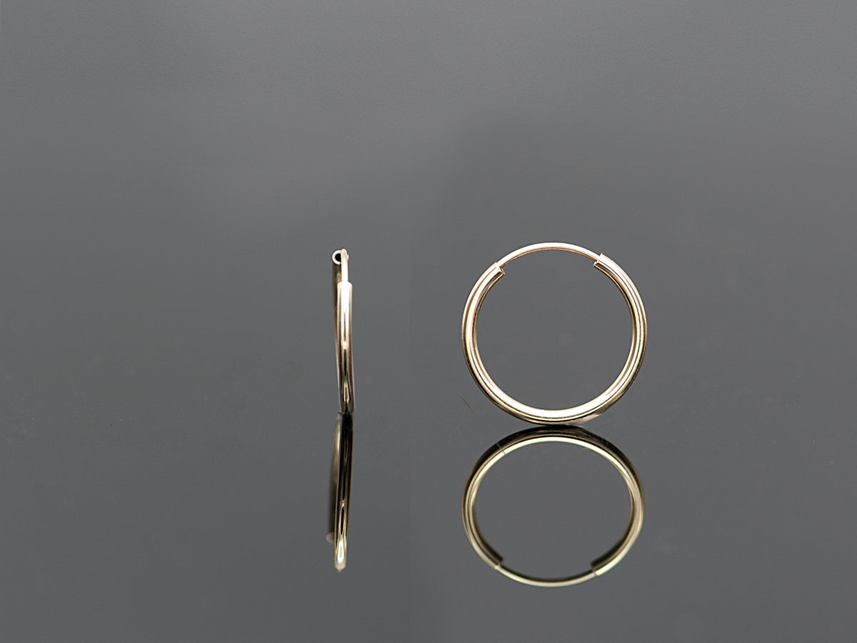 14K solid Yellow /White Gold hoop Earrings