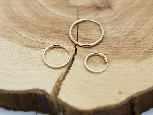 14K solid Yellow /White Gold hoop Earrings