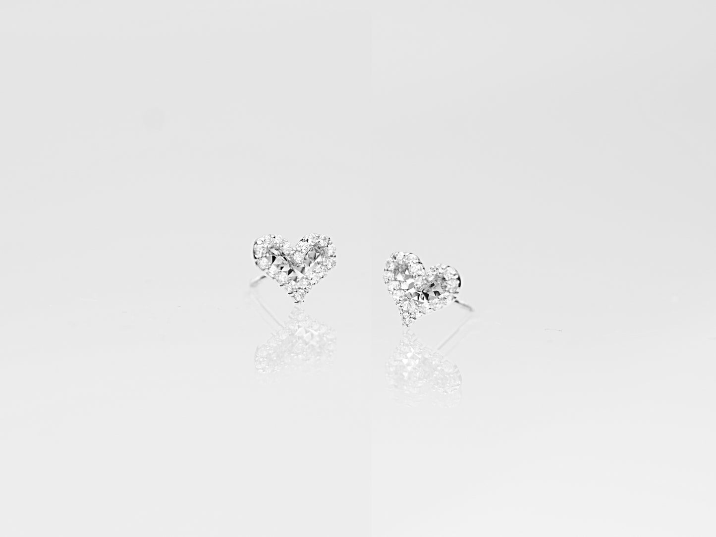 14K Solid Yellow, White Gold Heart shape Stud Earring