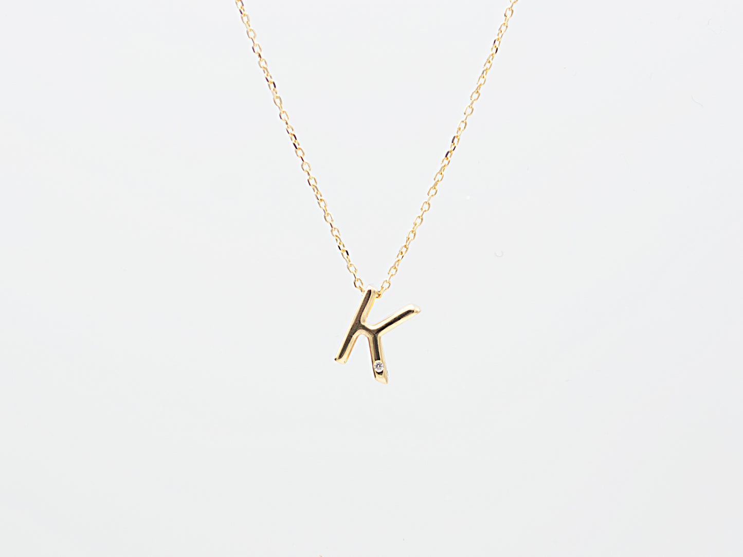 14K Solid Gold Initial Alphabet Letter Necklace