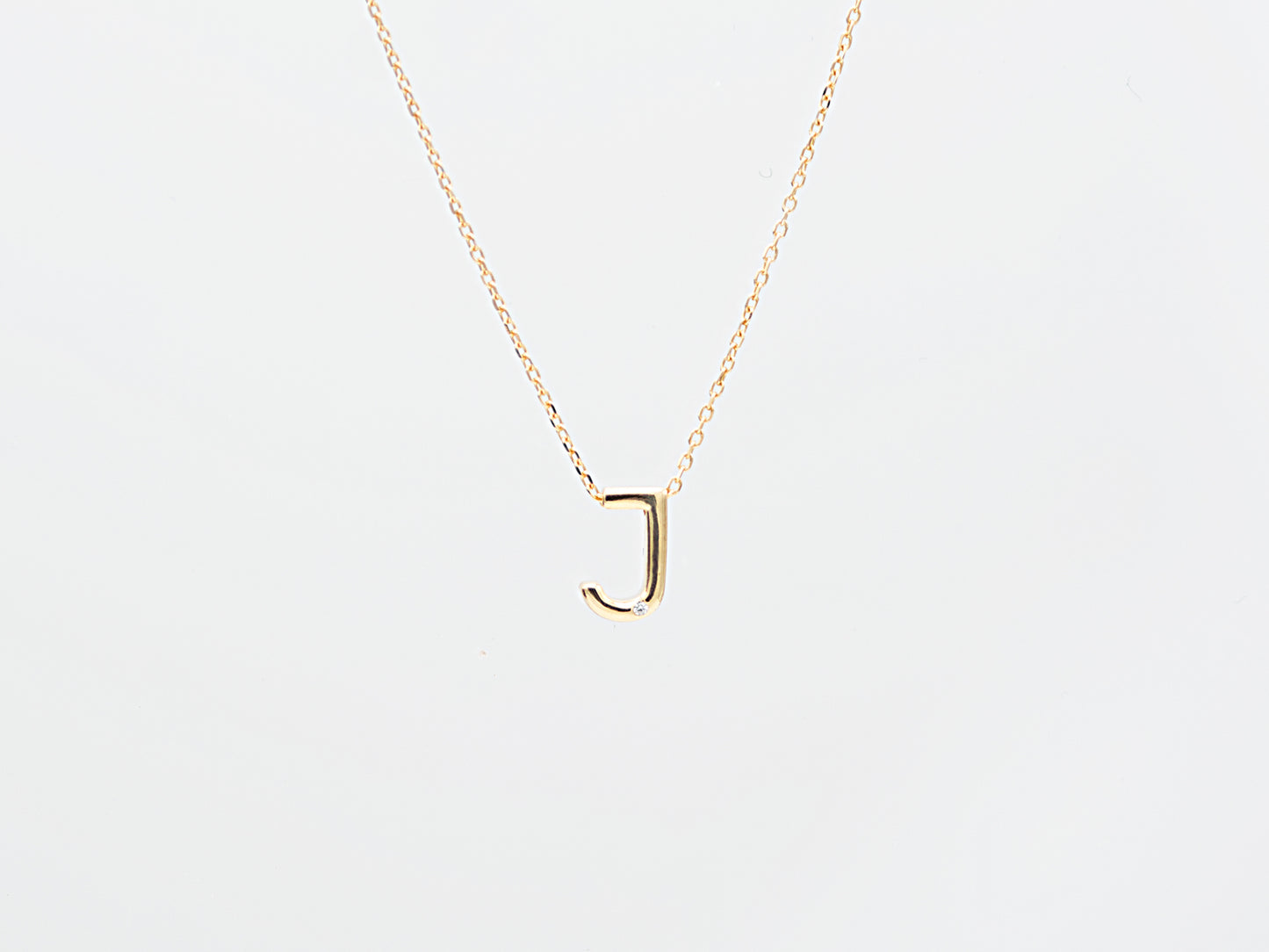 14K Solid Gold Initial Alphabet Letter Necklace
