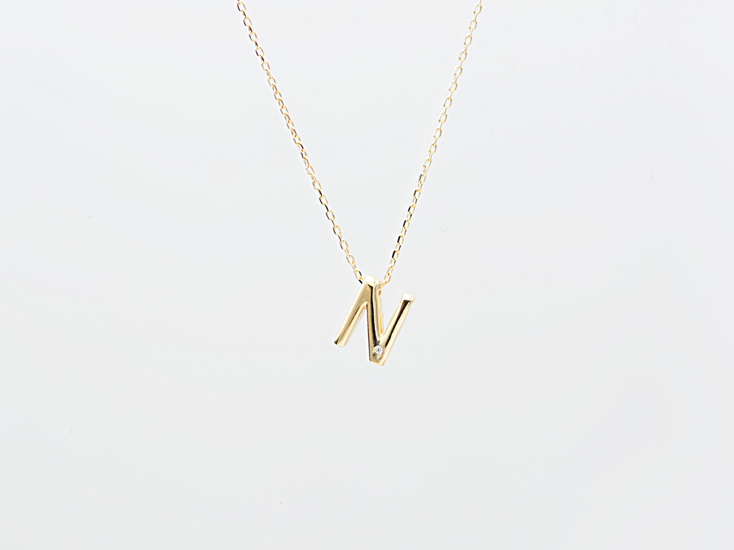 14K Solid Gold Initial Alphabet Letter Necklace
