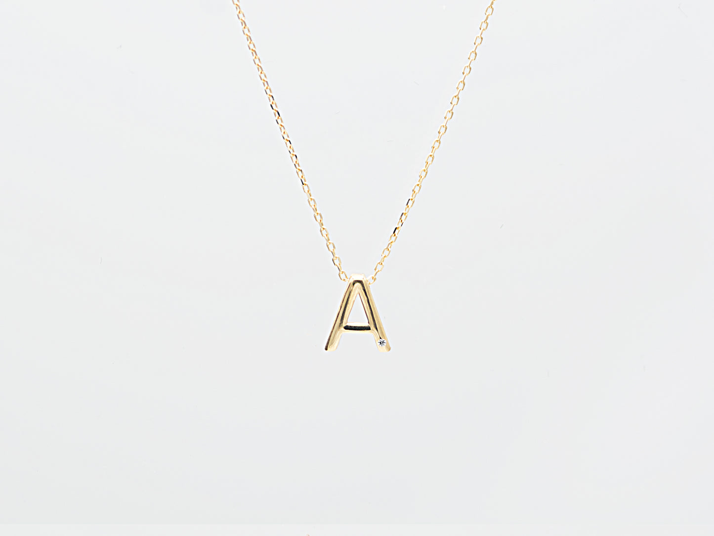 14K Solid Gold Initial Alphabet Letter Necklace