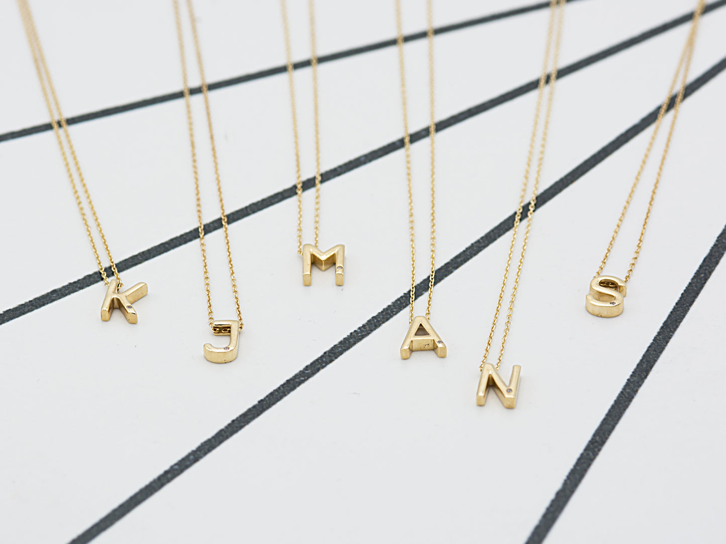 14K Solid Gold Initial Alphabet Letter Necklace