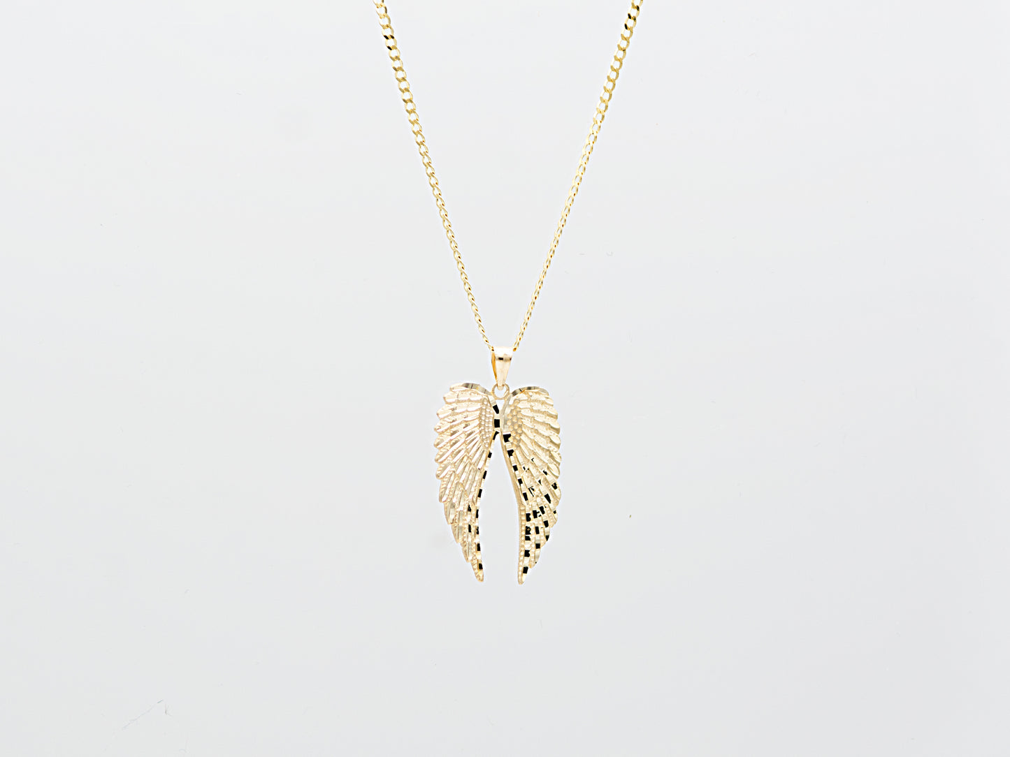 14K Solid yellow/white gold double Angel wings