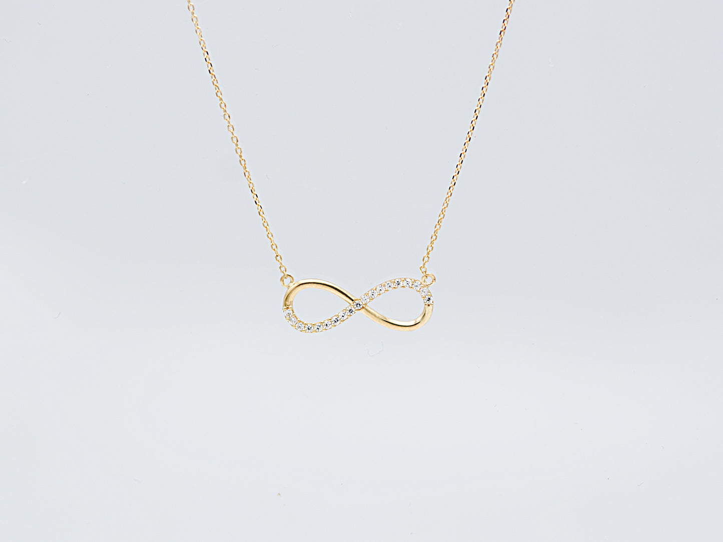 14K solid WHITE, Yellow Gold Infinity Necklace