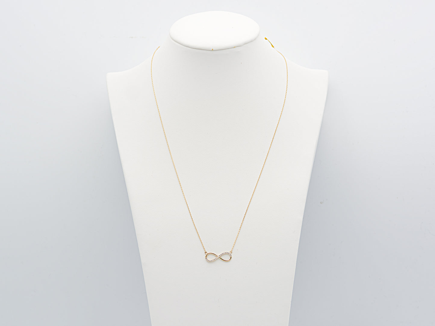14K solid WHITE, Yellow Gold Infinity Necklace